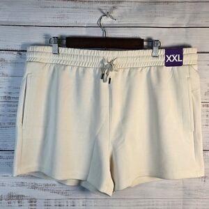 NWT Members Mark Pull On Lounge Cozy Cream 4" Shorts With Pockets Womens XxL
